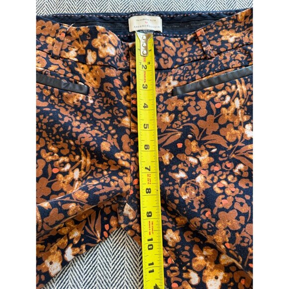 Anthropologie The Essential Slim Pants - Floral Print Size US 4 Navy & Orange Wo - Picture 7 of 8